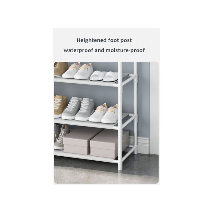 Étagère de Rangement de Chaussures et Accessoires - 5 Niveaux - en Métal Blanc
