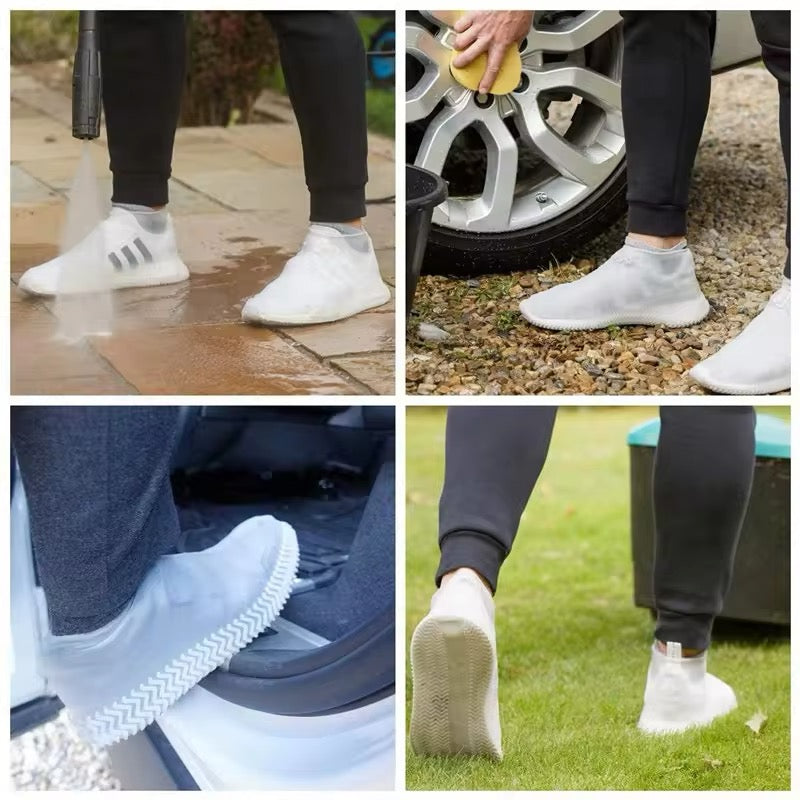 Couvre-chaussures de pluie imperméables réutilisables, couvre-chaussures en silicone,