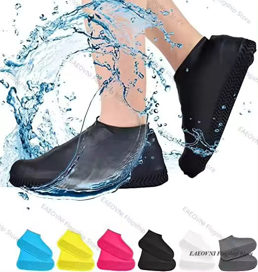 Couvre-chaussures de pluie imperméables réutilisables, couvre-chaussures en silicone,